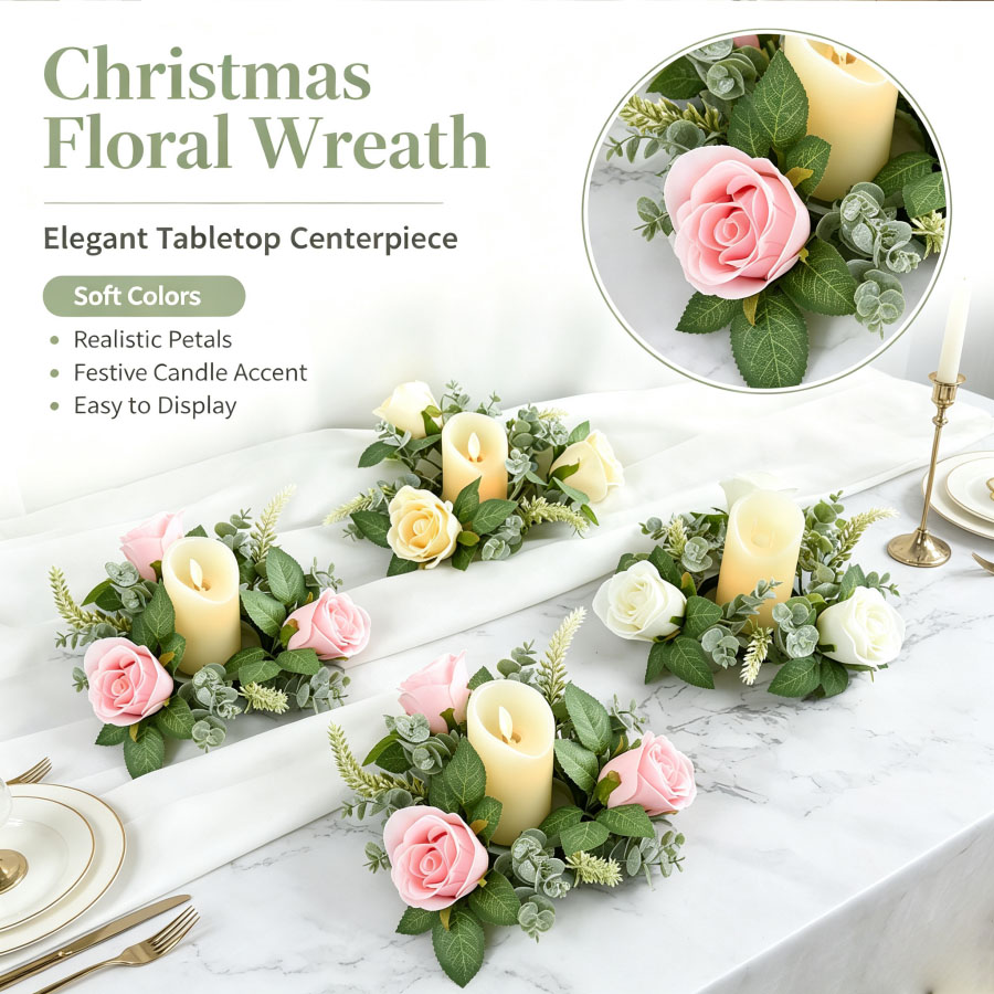 Artificial Rose Wreath Shaped  - đánh giá và giá Christmas Wreath Fake